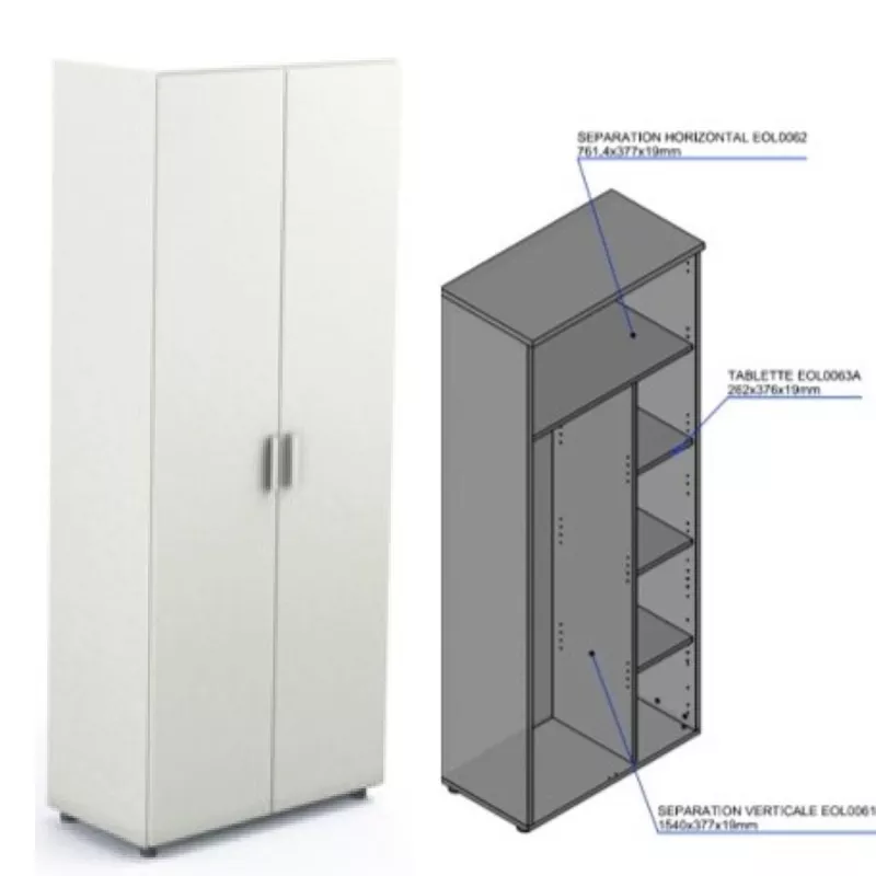 Armoire penderie Haute Portes Battantes Armand
