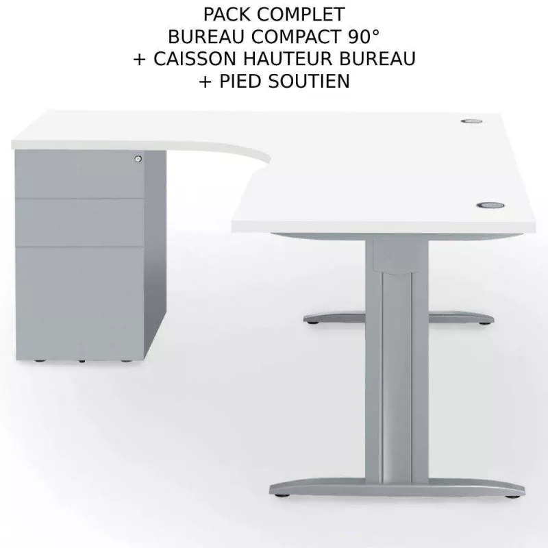 Pack de bureau Idol avec retour+ caisson hauteur bureau