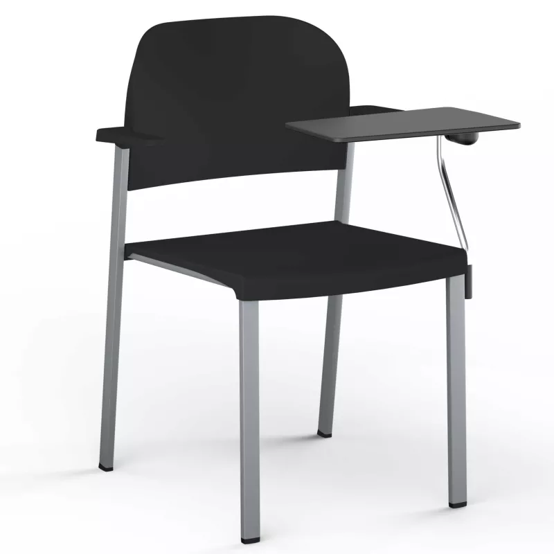 Chaise Romy de collectivité en ABS de couleur EOL avec accoudoirs et tablette écritoire