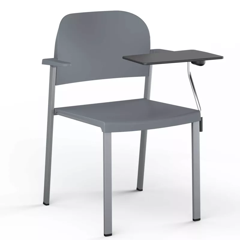 Chaise Romy de collectivité en ABS de couleur EOL avec accoudoirs et tablette écritoire