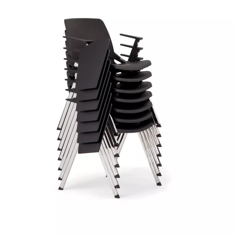 EMI│Chaise de collectivité assise fixe empilable│Noir/Chromé