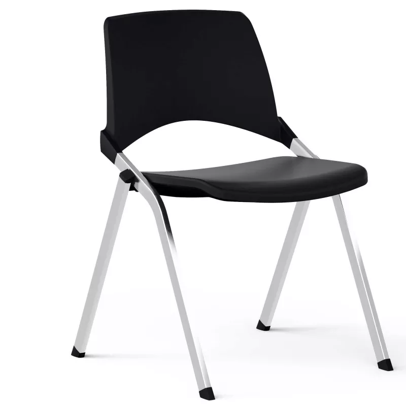 EMI│Chaise de collectivité assise fixe empilable│Noir/Chromé