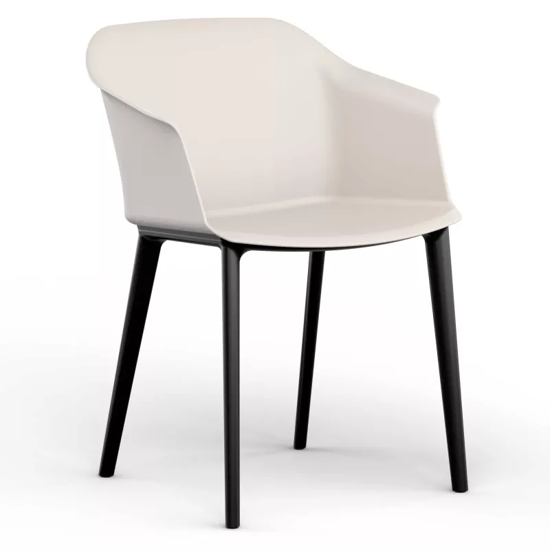 SCOTT│Fauteuil 4 pieds noir│Assise PVC│Coloris à choix
