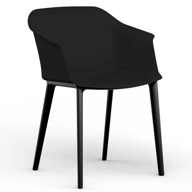 SCOTT│Fauteuil 4 pieds noir│Assise PVC│Coloris à choix