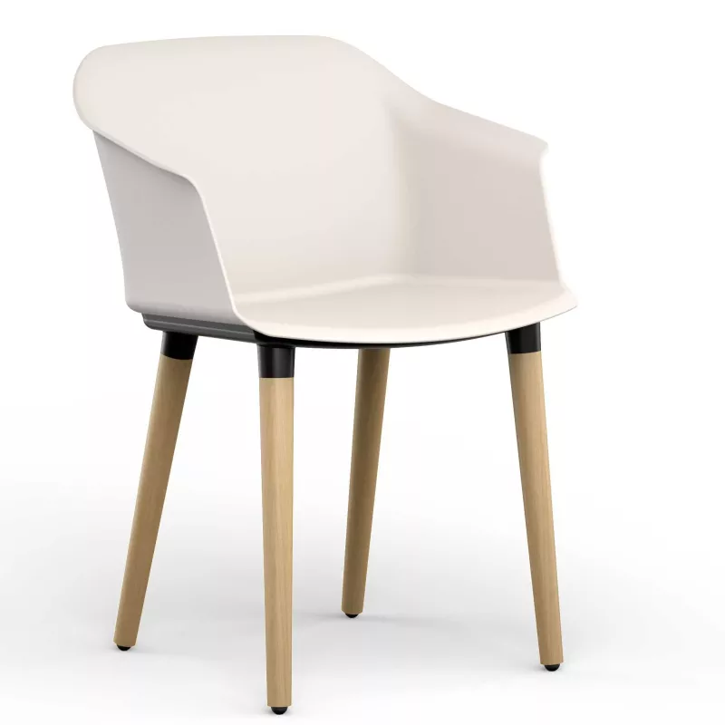 SCOTT│Fauteuil 4 pieds bois│Assise PVC│Coloris à choix
