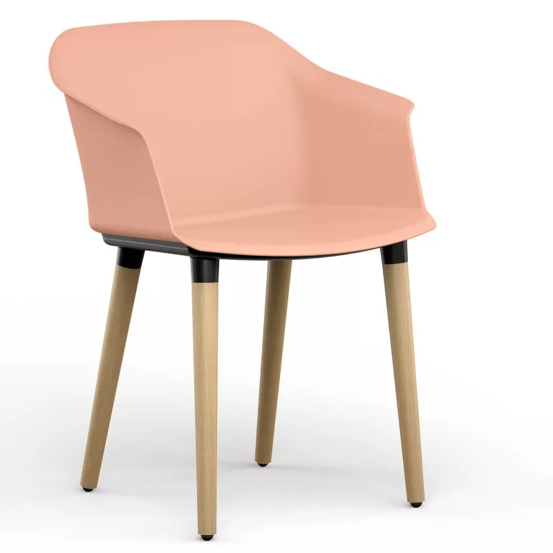 SCOTT│Fauteuil 4 pieds bois│Assise PVC│Coloris à choix