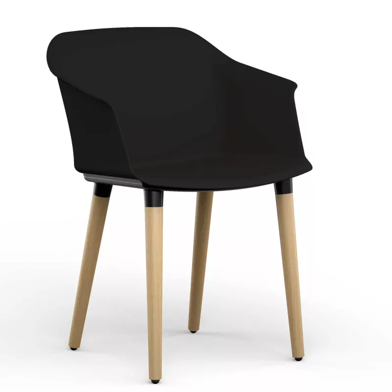 SCOTT│Fauteuil 4 pieds bois│Assise PVC│Coloris à choix