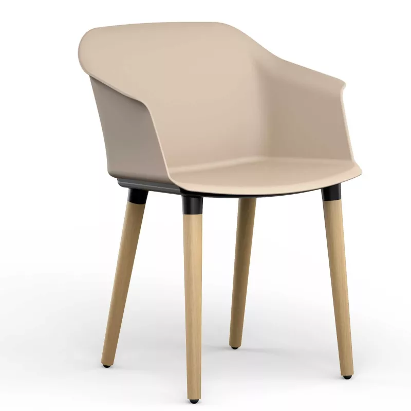 SCOTT│Fauteuil 4 pieds bois│Assise PVC│Coloris à choix