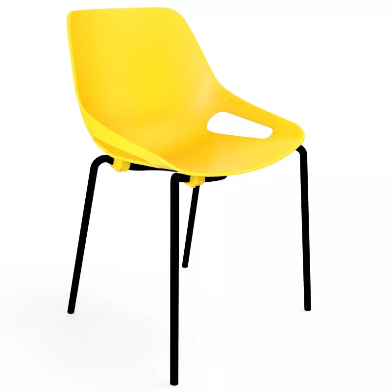 Chaise de collectivité / réunion Rosalie EOL sur 4 pieds métal noir