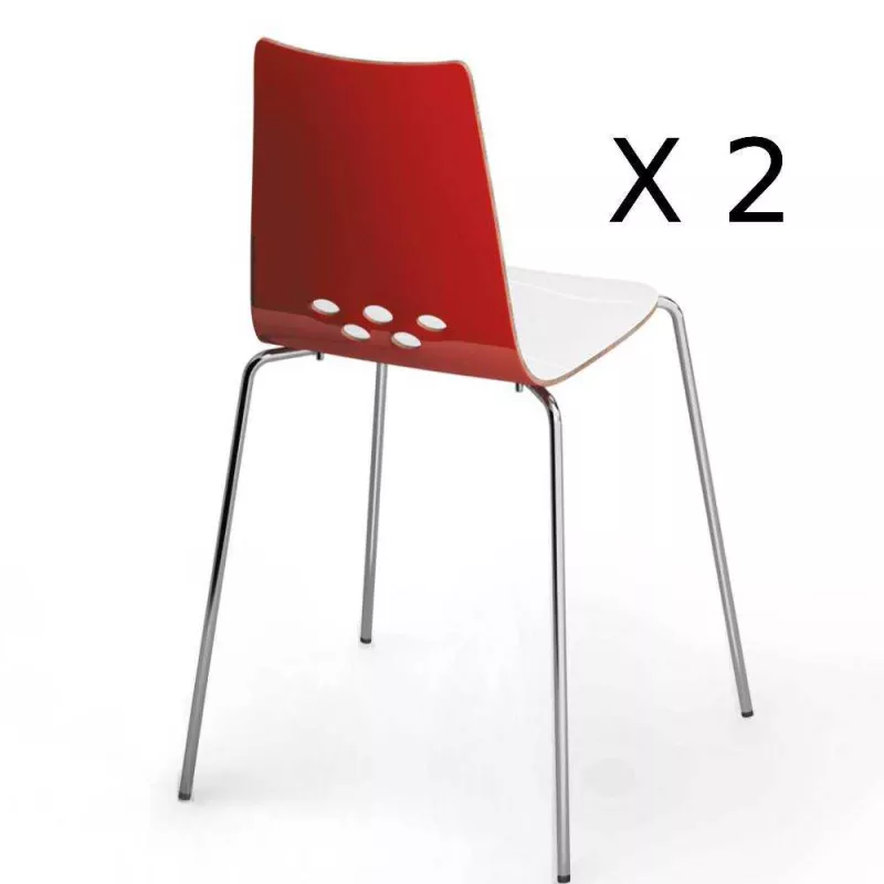 SPOON│Lot de 2 chaises collectivité bicolore