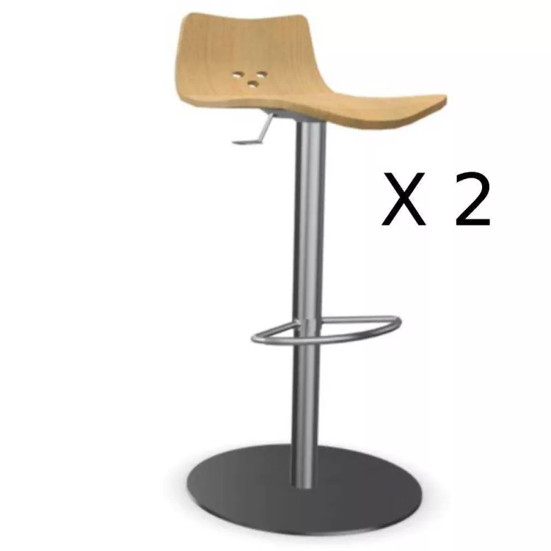 SPOON│Lot de 2 tabourets lift chêne clair