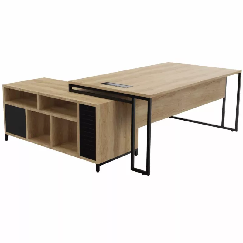STRICTO│Bureau Direction avec meuble retour ouvert