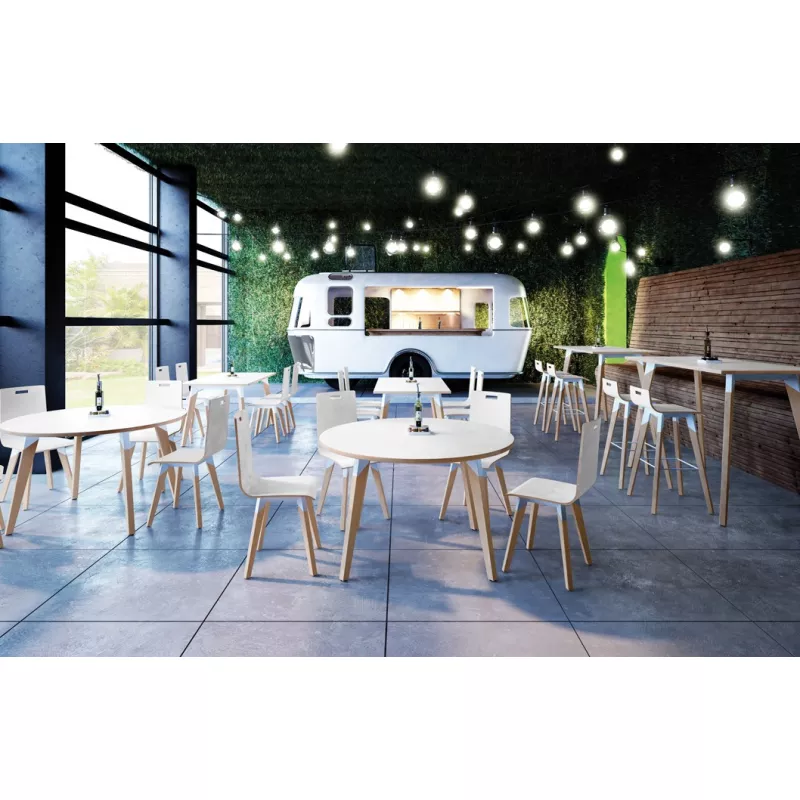 EVASION│Table carrée L 80 xH 73.5 cm│2 coloris de plateaux / Pied hêtre massif