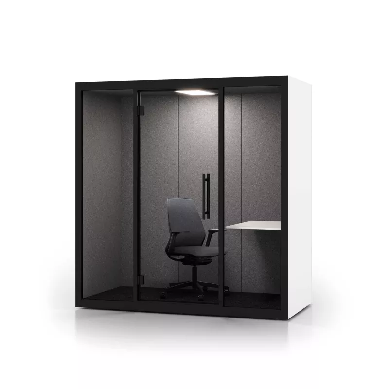 CHATBOX│Cabine Acoustique 2 à 4 personnes Duo CB2 Blanche avec table latérale