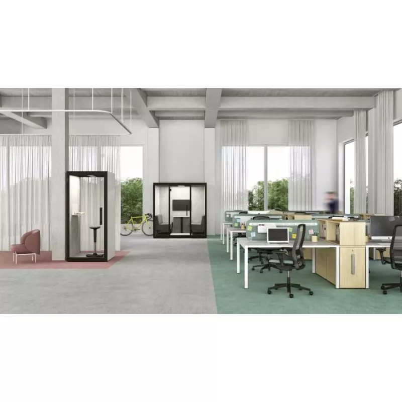 CHATBOX│Cabine Acoustique 2 à 4 personnes Duo CB2 Blanche avec table centrale