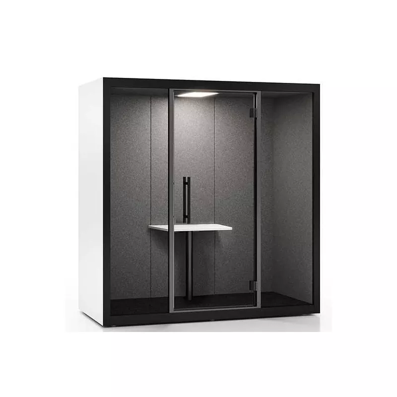 CHATBOX│Cabine Acoustique 2 à 4 personnes Duo CB2 Blanche avec table centrale