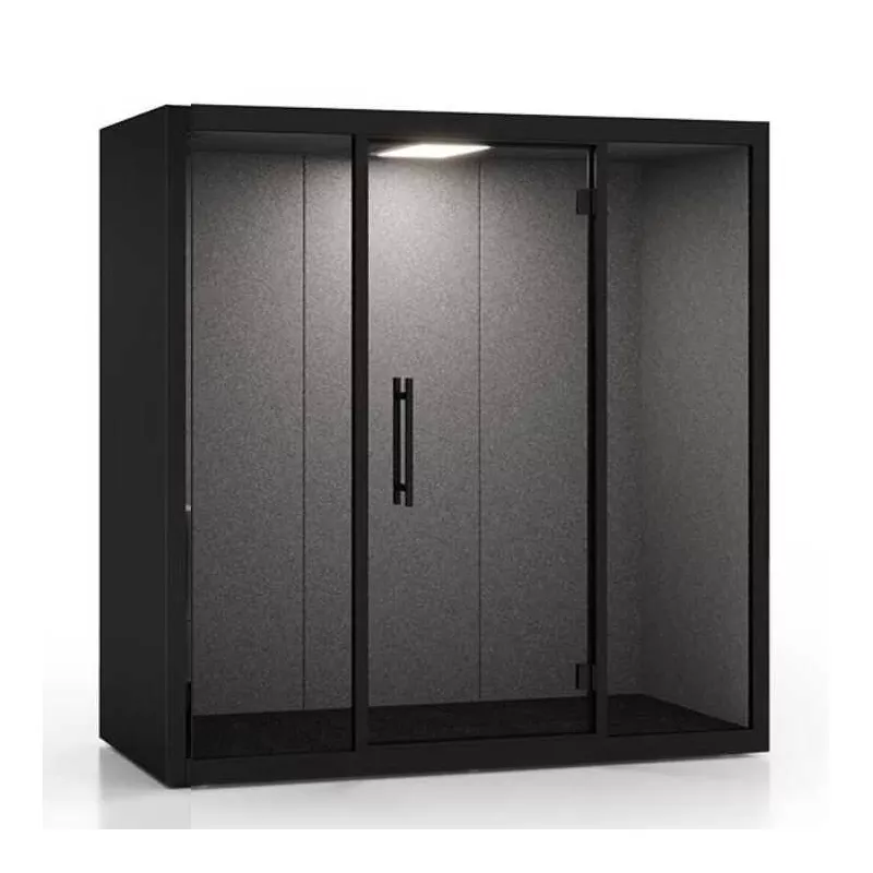 CHATBOX│Cabine Acoustique 2 à 4 personnes Duo CB2 Noire avec 2 banquettes
