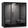 CHATBOX│Cabine Acoustique 2 à 4 personnes Duo CB2 Noire avec 2 banquettes
