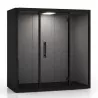 CHATBOX│Cabine Acoustique 2 à 4 personnes Duo CB2 Noire avec 2 banquettes et table