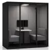 CHATBOX│Cabine Acoustique 2 à 4 personnes Duo CB2 Noire avec 2 banquettes et table