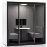 CHATBOX│Cabine Acoustique 2 à 4 personnes Duo CB2 Noire avec 2 banquettes et table