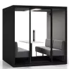CHATBOX│Cabine Acoustique 4 à 6 personnes Quattro CB4 Noire avec table et 4 banquettes
