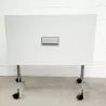 EUREKA│Table abattante 120x70 plateau blanc pieds gris aluminium avec trappe