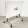 EUREKA│Table abattante 120x70 plateau blanc pieds gris aluminium avec trappe