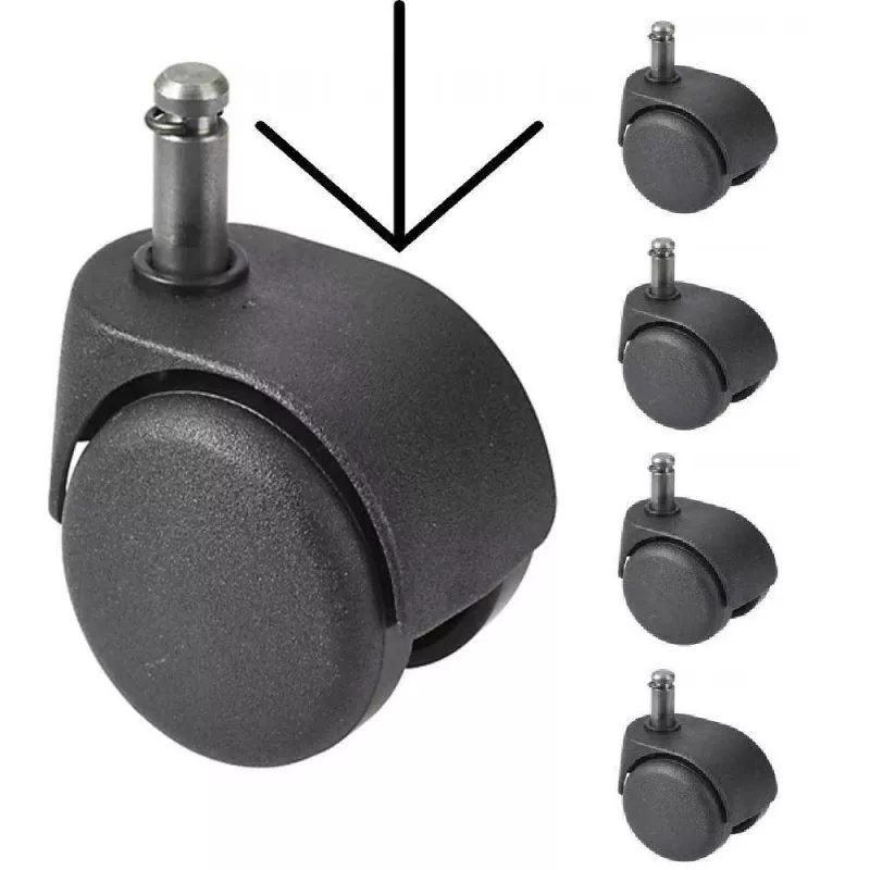 BURO│Jeux de 5 Roulettes ø50 mm en charge pour sols souples (tapis, moquettes)