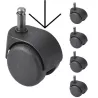 BURO│Jeux de 5 Roulettes ø50 mm en charge pour sols souples (tapis, moquettes)