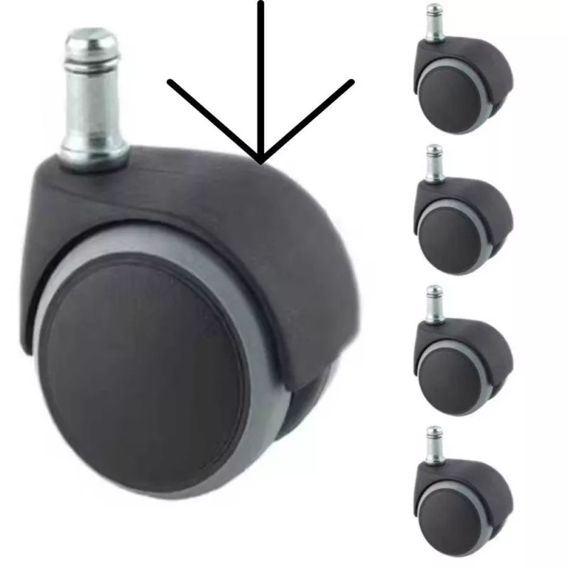 BURO│Jeux de 5 Roulettes ø50 mm en charge pour sols durs (parquets, carrelages)