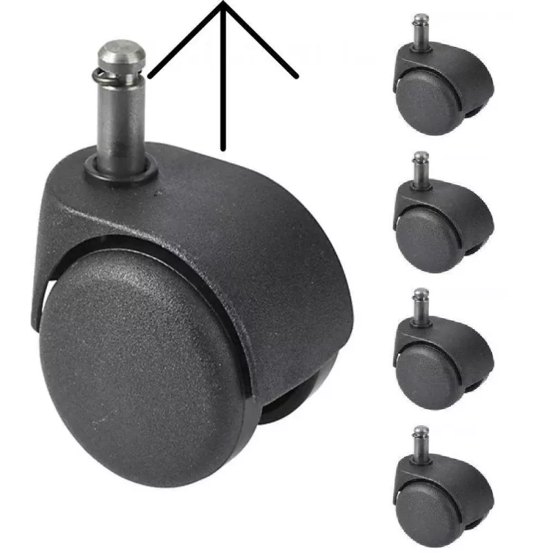 BURO│Jeux de 5 Roulettes ø50 mm hors charge pour sols souples (tapis, moquettes)