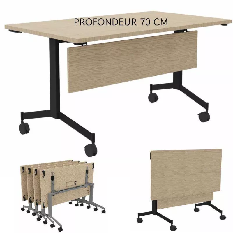 EUREKA│Table abattante rectangulaire Profondeur 70 cm avec voile de fond