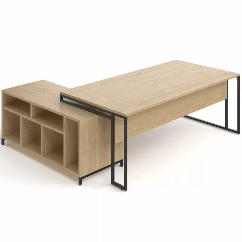 STRICTO│Bureau Direction avec meuble retour ouvert