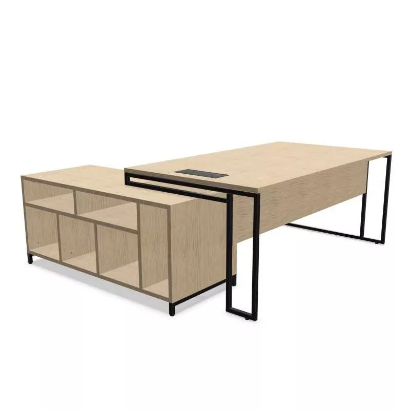 STRICTO│Bureau Direction avec meuble retour ouvert