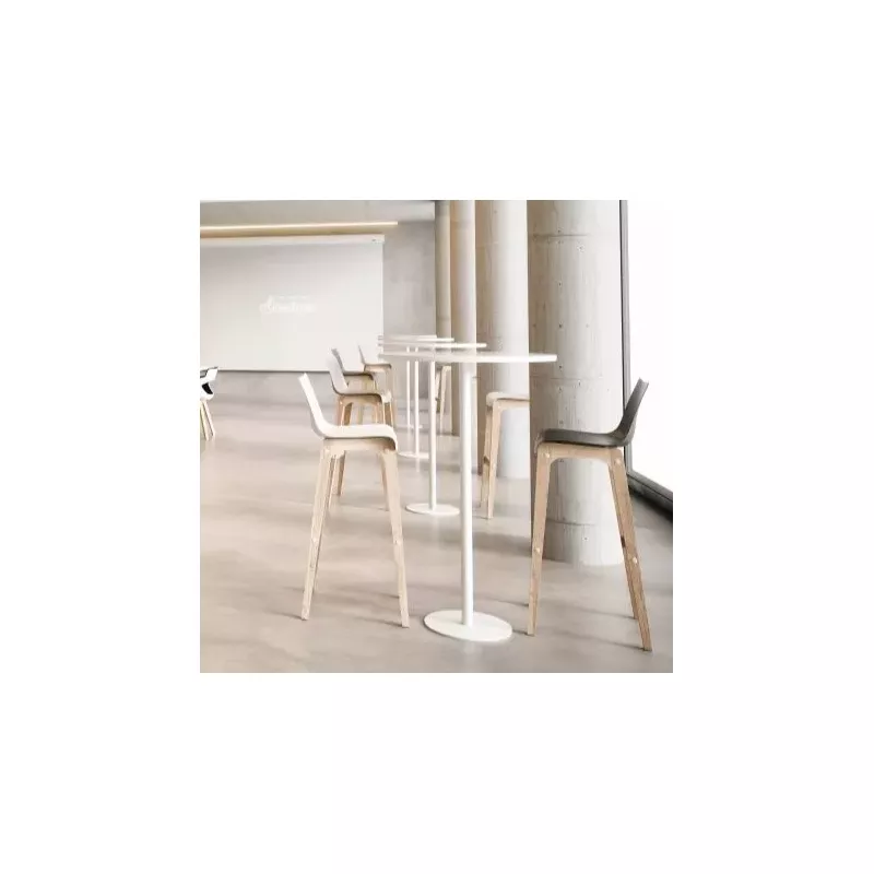 DETENTE EXPO│Tabouret dossier haut│Blanc/Chêne massif