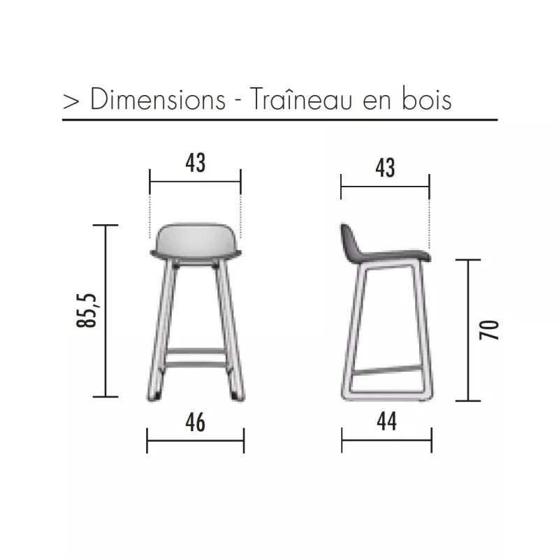 NUT│Tabouret dossier bas pied bois naturel (lot de 4)