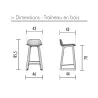 NUT│Tabouret dossier bas pied bois naturel (lot de 4)