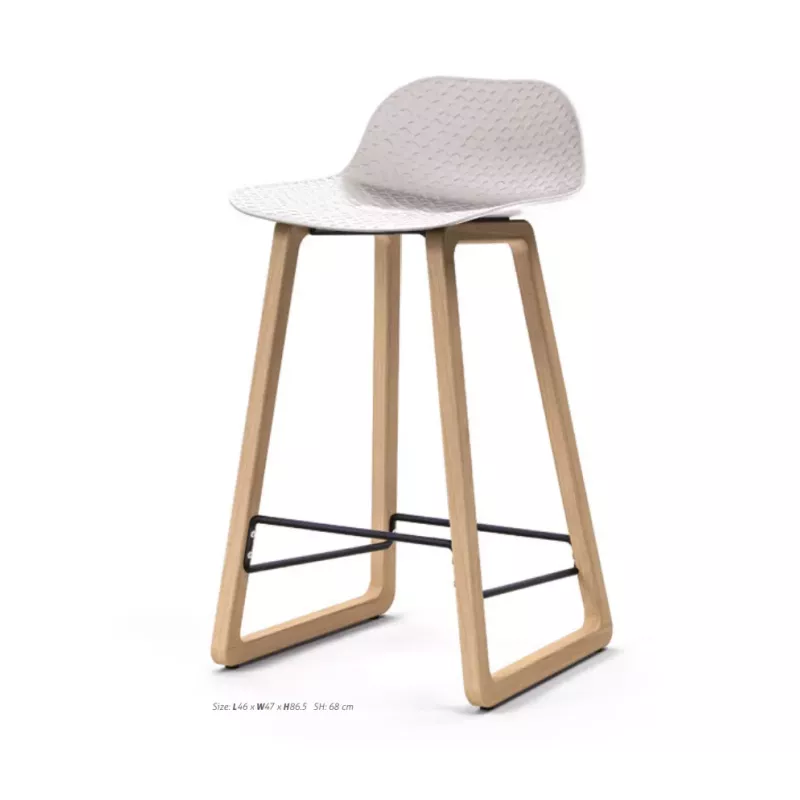 NUT│Tabouret dossier bas pied bois naturel (lot de 4)