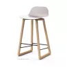 NUT│Tabouret dossier bas pied bois naturel (lot de 4)