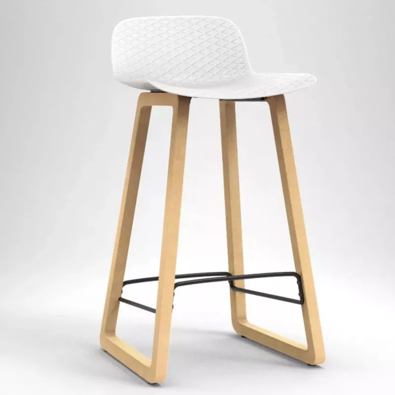 NUT│Tabouret dossier bas pied bois naturel (lot de 4)