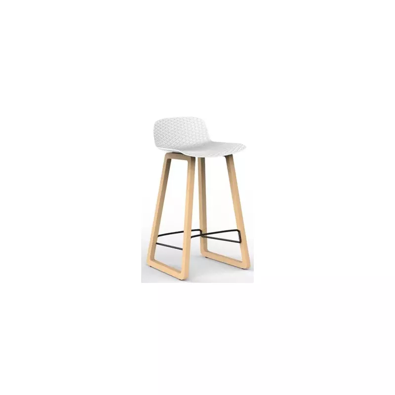 NUT│Tabouret dossier bas pied bois naturel (lot de 4)