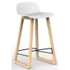 NUT│Tabouret dossier bas pied bois naturel (lot de 4)