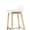 NUT│Tabouret dossier bas pied bois naturel (lot de 4)