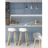 NUT│Tabouret dossier bas pied bois naturel (lot de 4)