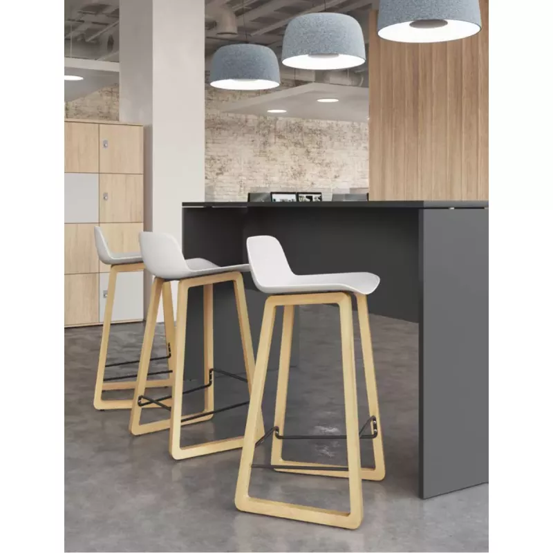NUT│Tabouret dossier bas pied bois naturel (lot de 4)