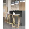 NUT│Tabouret dossier bas pied bois naturel (lot de 4)