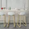 NUT│Tabouret dossier bas pied bois naturel (lot de 4)