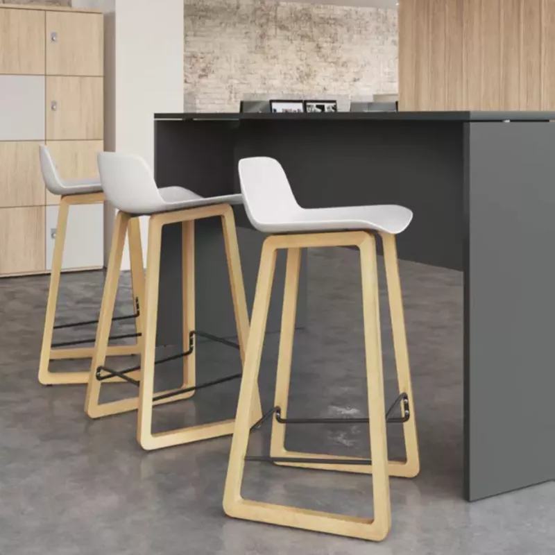 NUT│Tabouret dossier bas pied bois naturel (lot de 4)