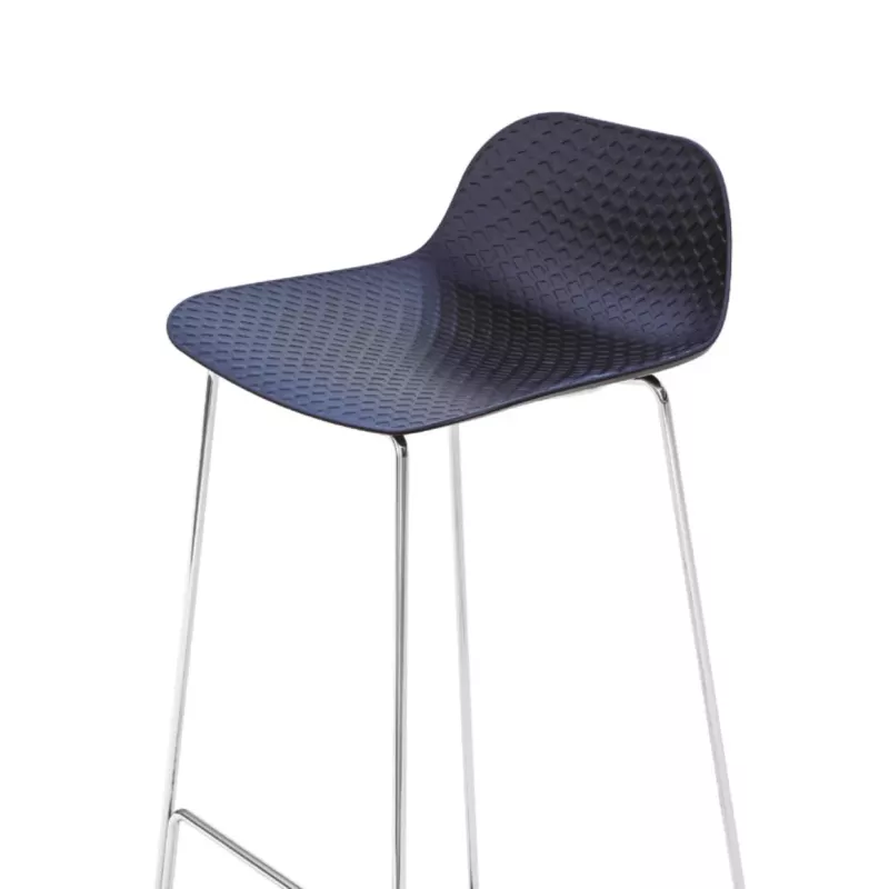 NUT│Tabouret dossier bas pied chromé (lot de 4)